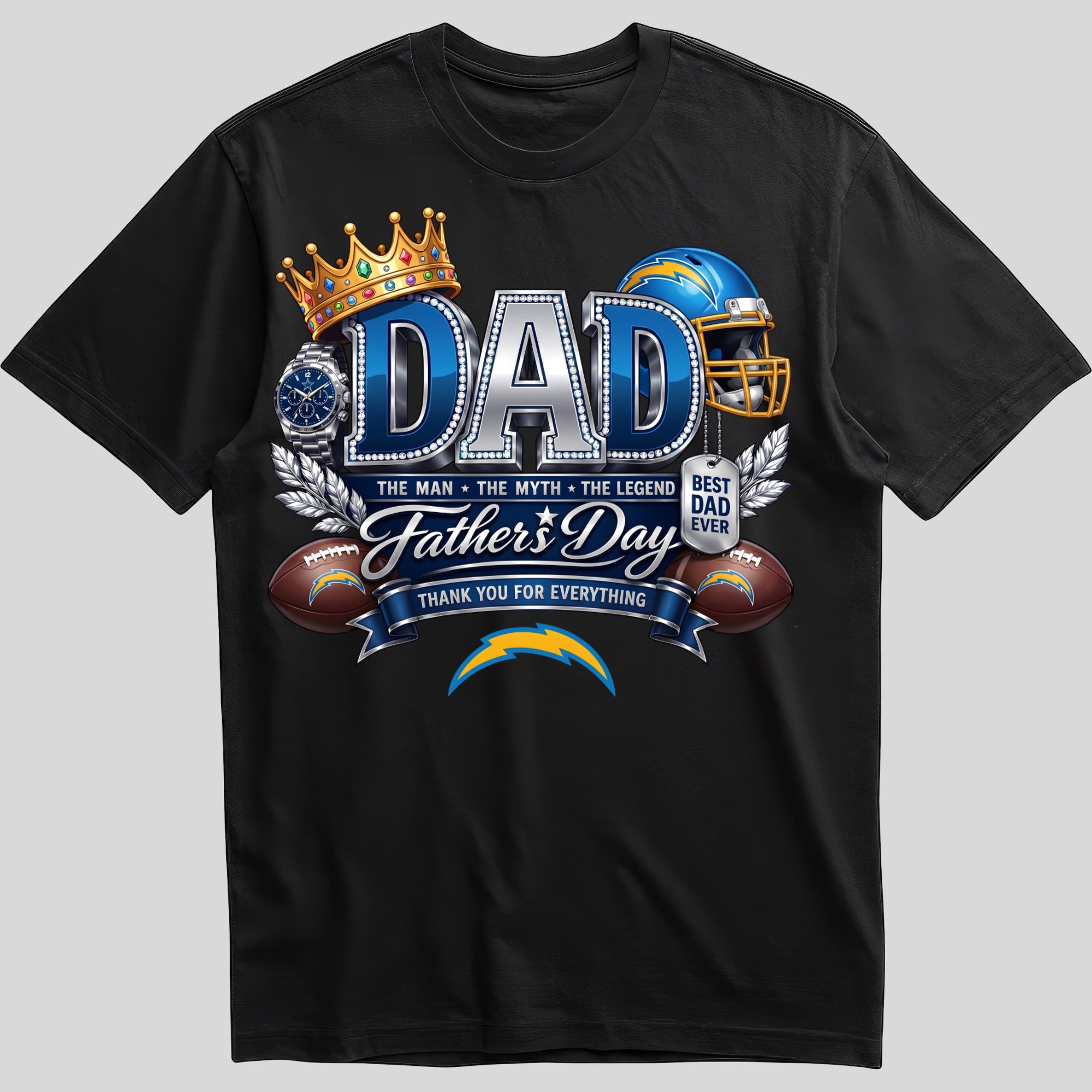 fdnfl131 Los Angeles Chargers Dad The Man The Myth The Legend Father's Day T-Shirt