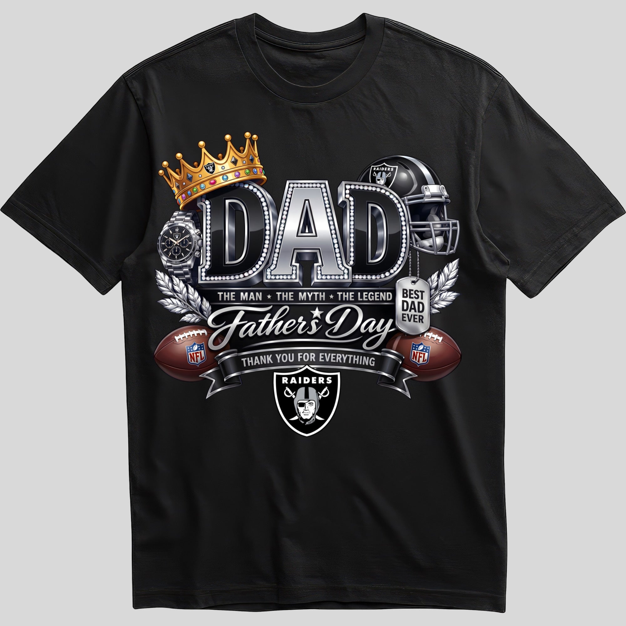 fdnfl132 Las Vegas Raiders Dad The Man The Myth The Legend Father's Day T-Shirt