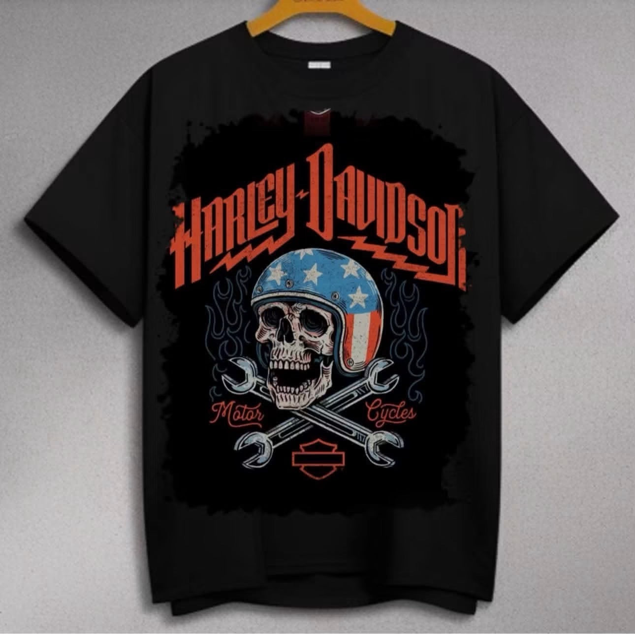 Harley-Davidson American Flag Skull Crossed Wrenches T-Shirt