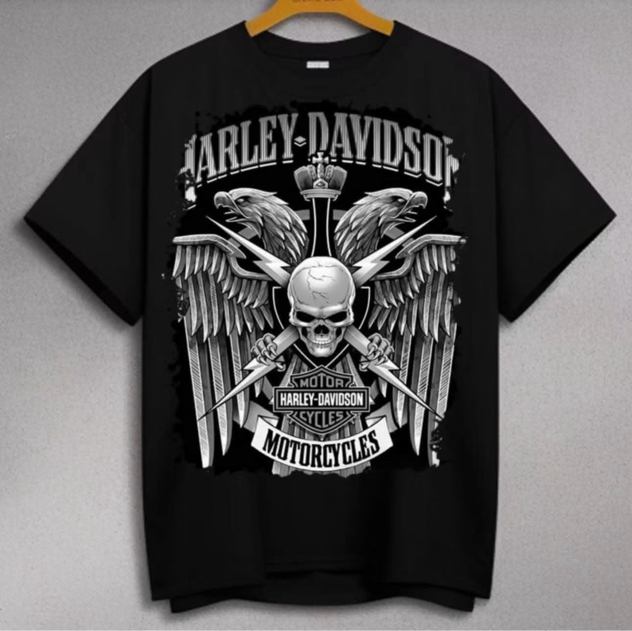 Harley-Davidson Skull Crown Dual Eagles Swords T-Shirt