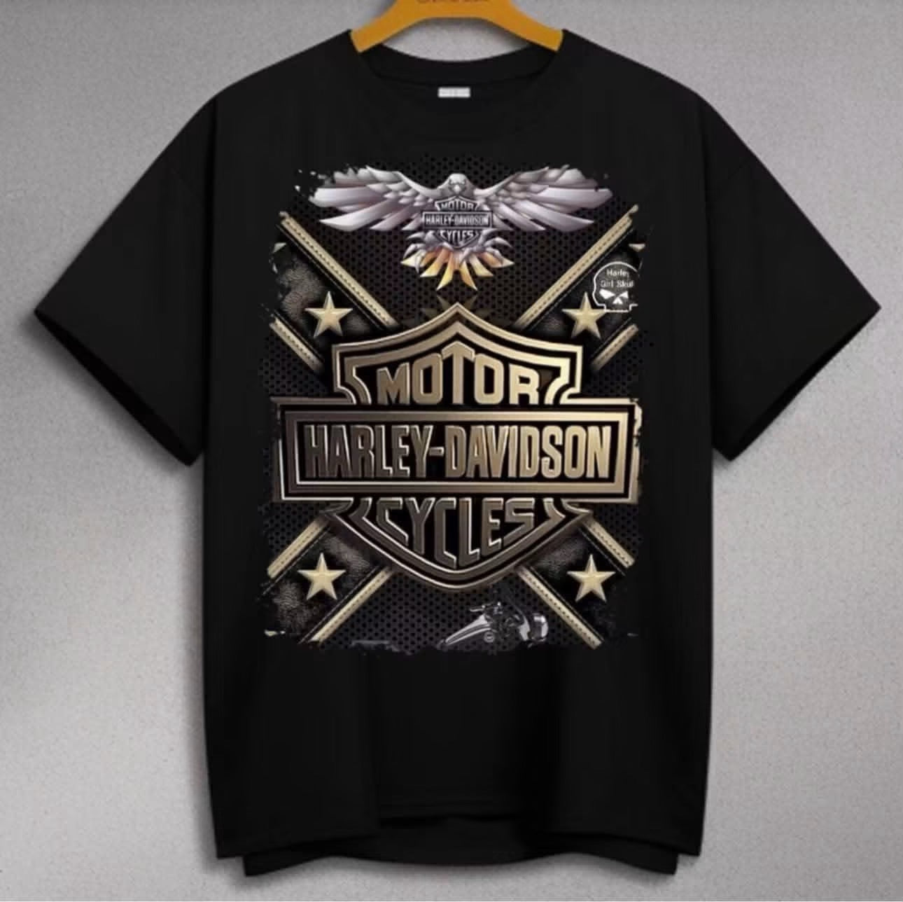 Harley-Davidson Chrome Eagle Gold Stars Shield T-Shirt