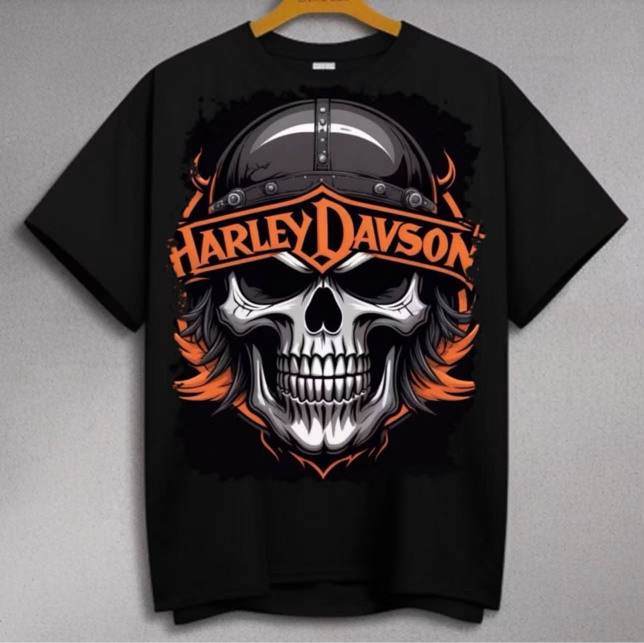 Harley-Davidson Biker Skull Helmet Flames T-Shirt