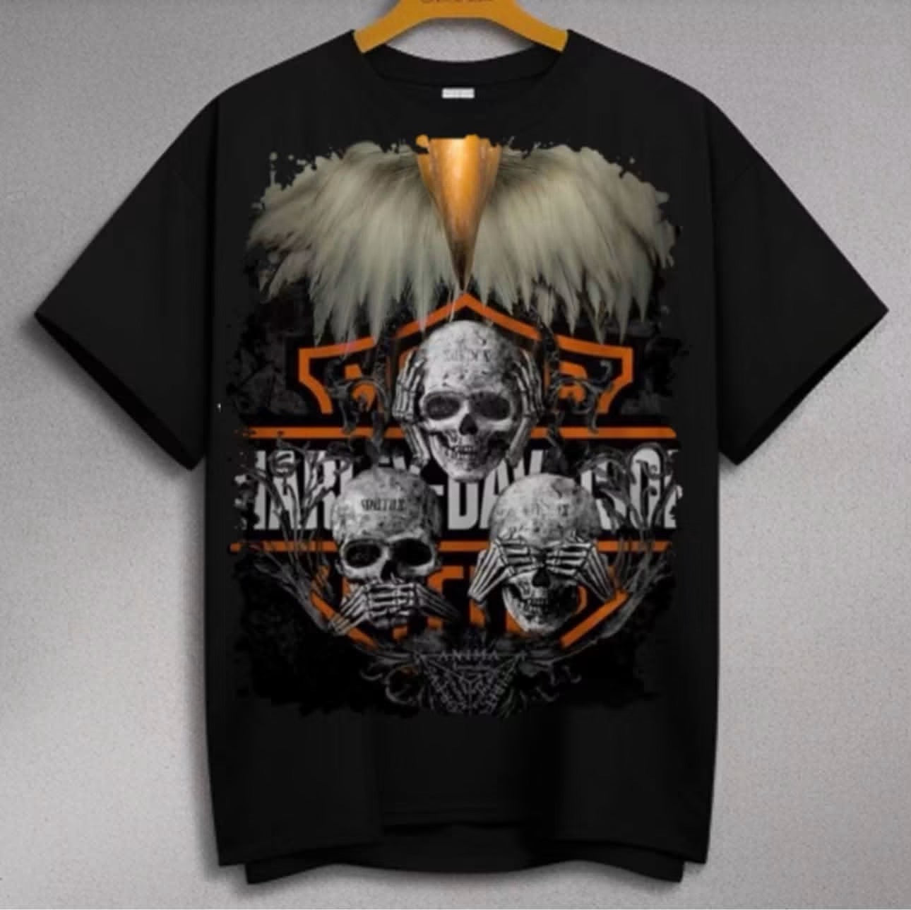 Harley-Davidson Three Skulls Eagle Wings T-Shirt