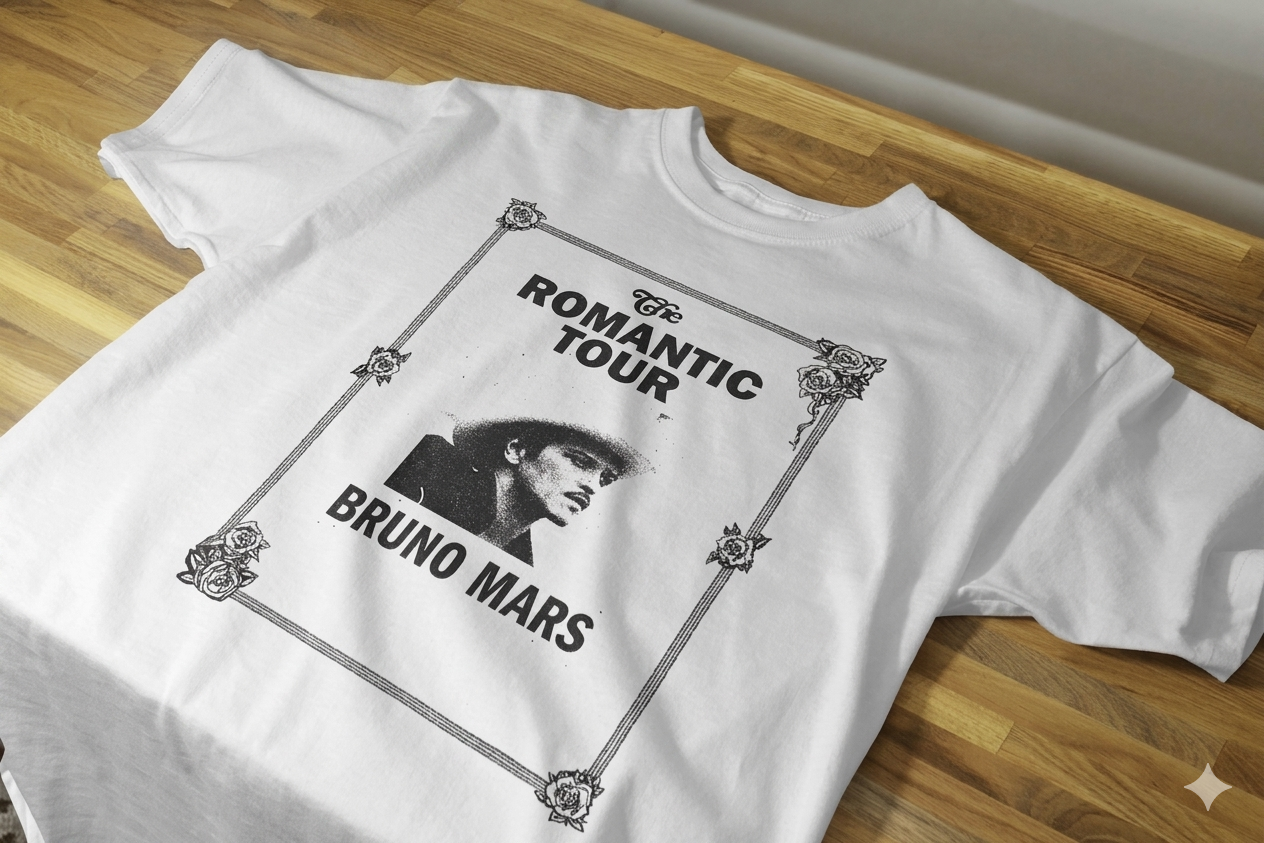 Bruno Mars The Romantic Tour – Portrait Tee 116 (White)