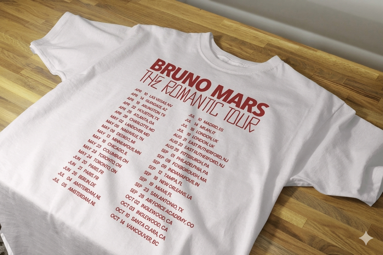 Bruno Mars The Romantic Tour – Graphic Tee 111 (White)