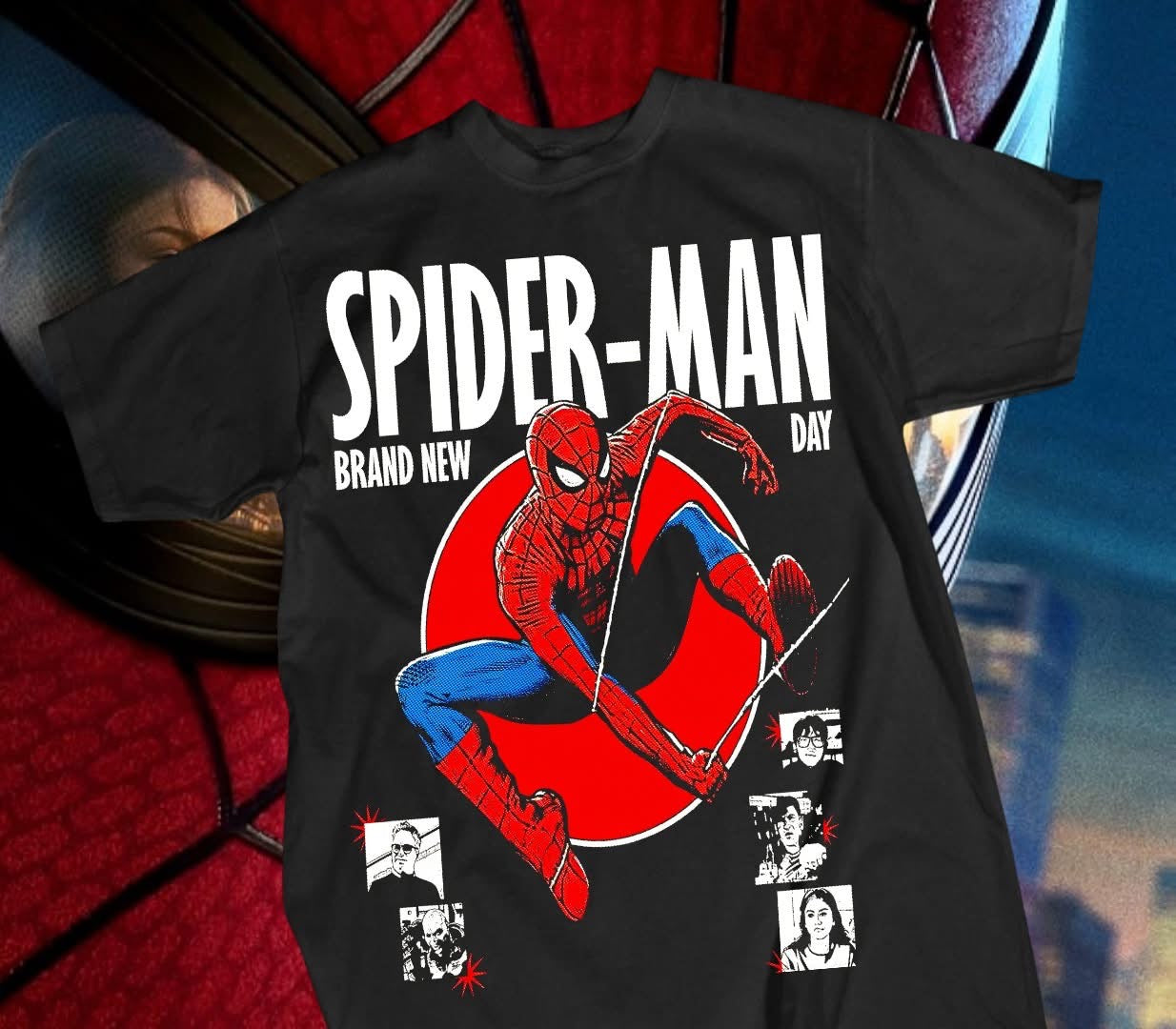 Spider-Man Brand New Day Shirt #17 - Red Circle Cast Photo Tee