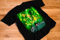Avengers Doomsday X-Men Fantastic Four heroes under Doctor Doom green graphic tee on black shirt