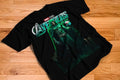 Avengers Doomsday Doctor Doom unmasked full figure graphic tee on black shirt
