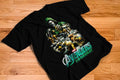 Avengers Doomsday Doctor Doom dominating Wolverine and Captain America graphic tee on black shirt
