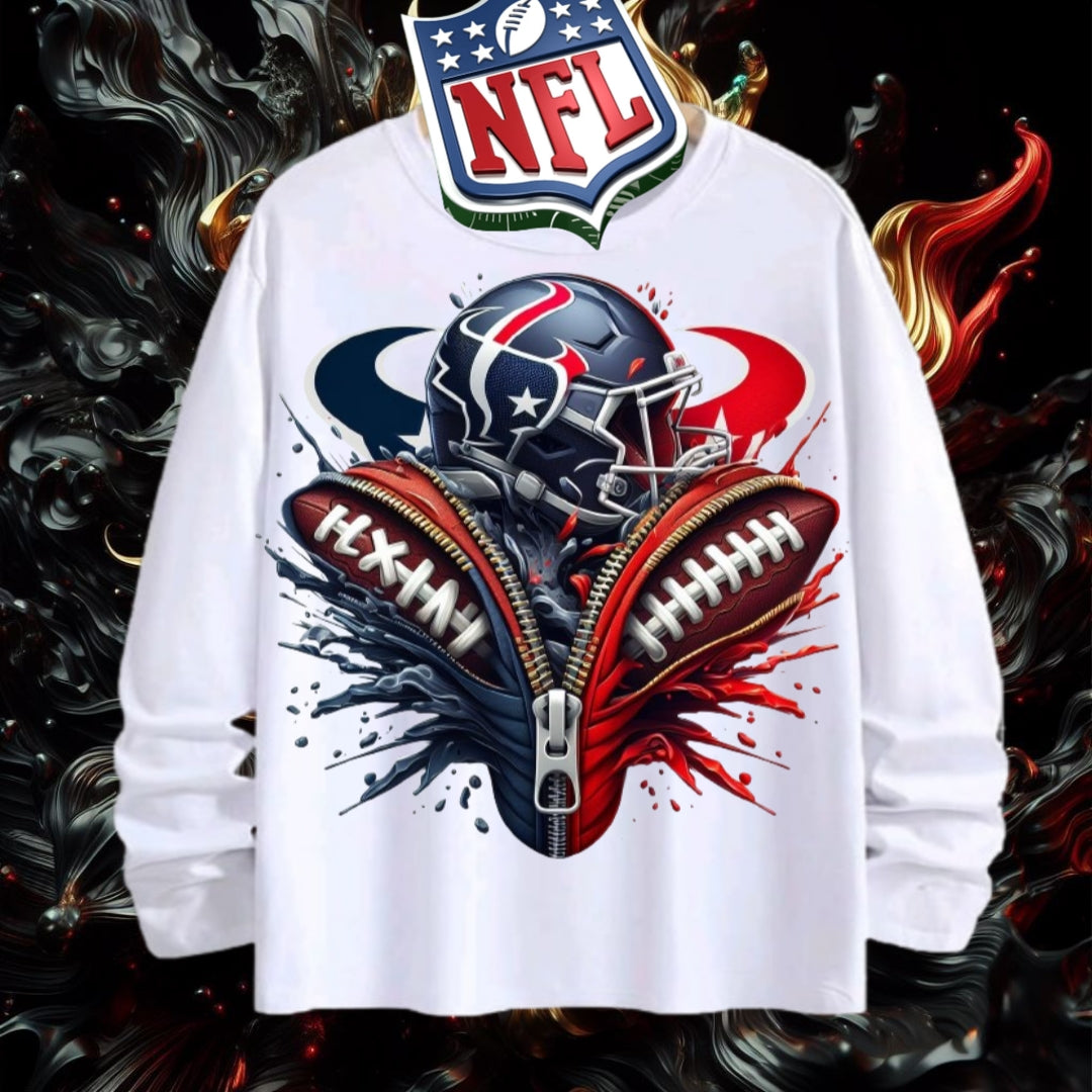 NFL Houston Texans 3D Zipper Design Shirt