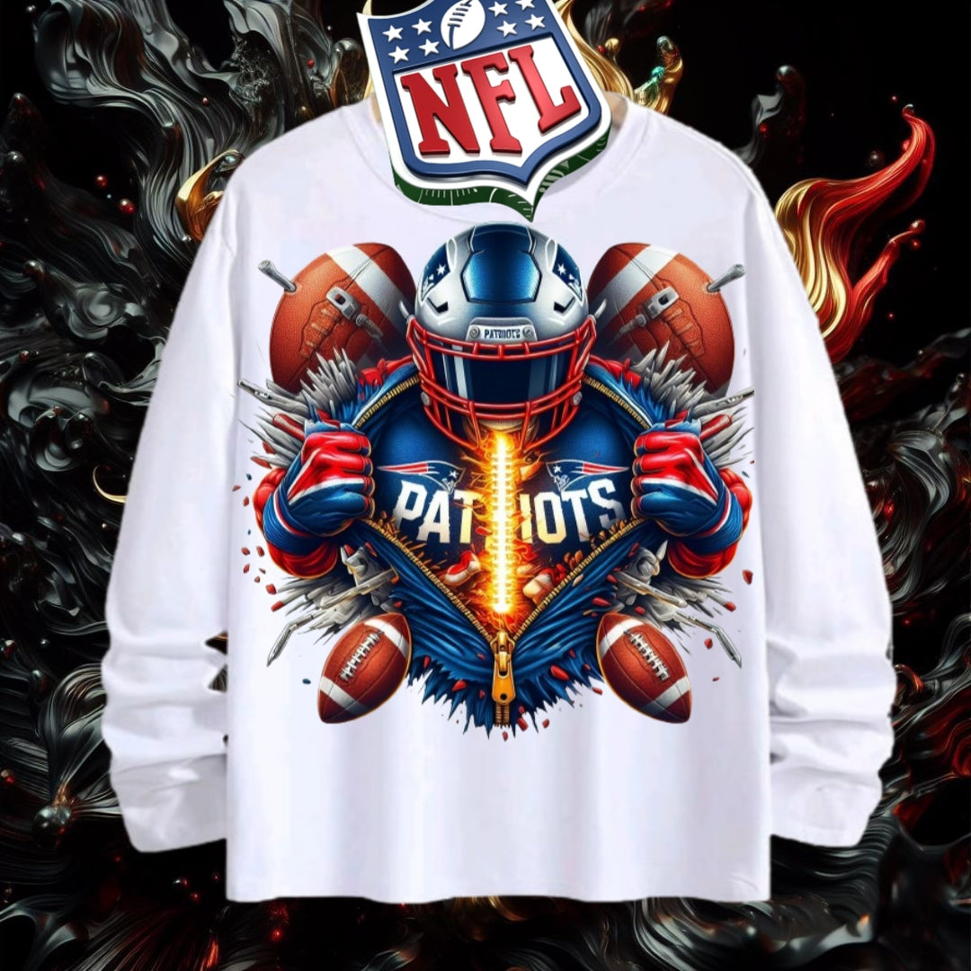 NFL New England Patriots 3D Zipper Design Shirt