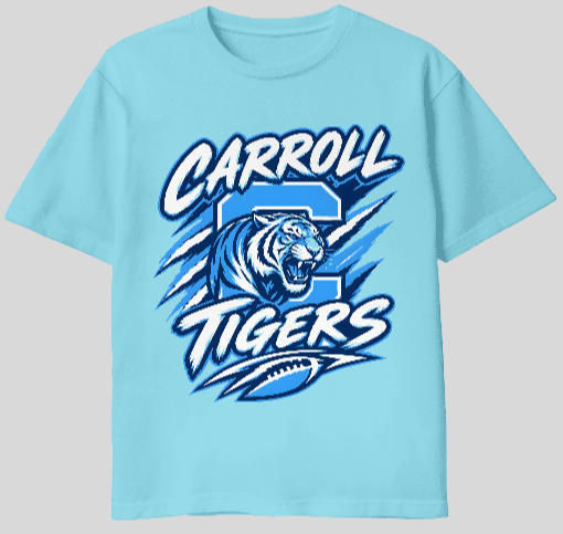 Carroll Tigers Helmet Strike Tee