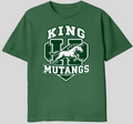 King Mustangs Scratch Tee - forest green tee with grunge scratch marks and mustang graphic