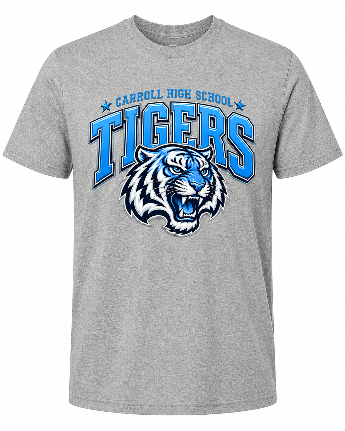 Carroll High School Tigers football graphic tee in heather grey