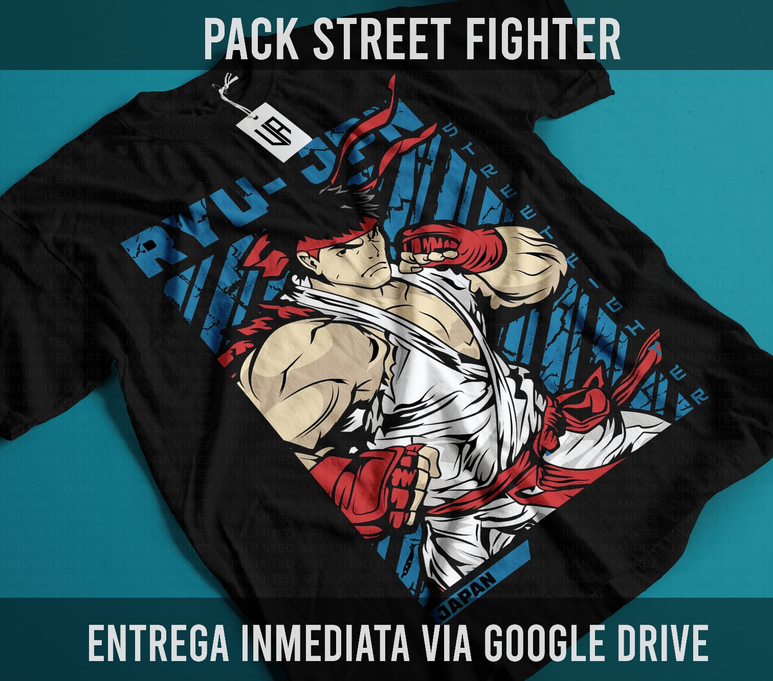 Ryu Street Fighter graphic tee - black