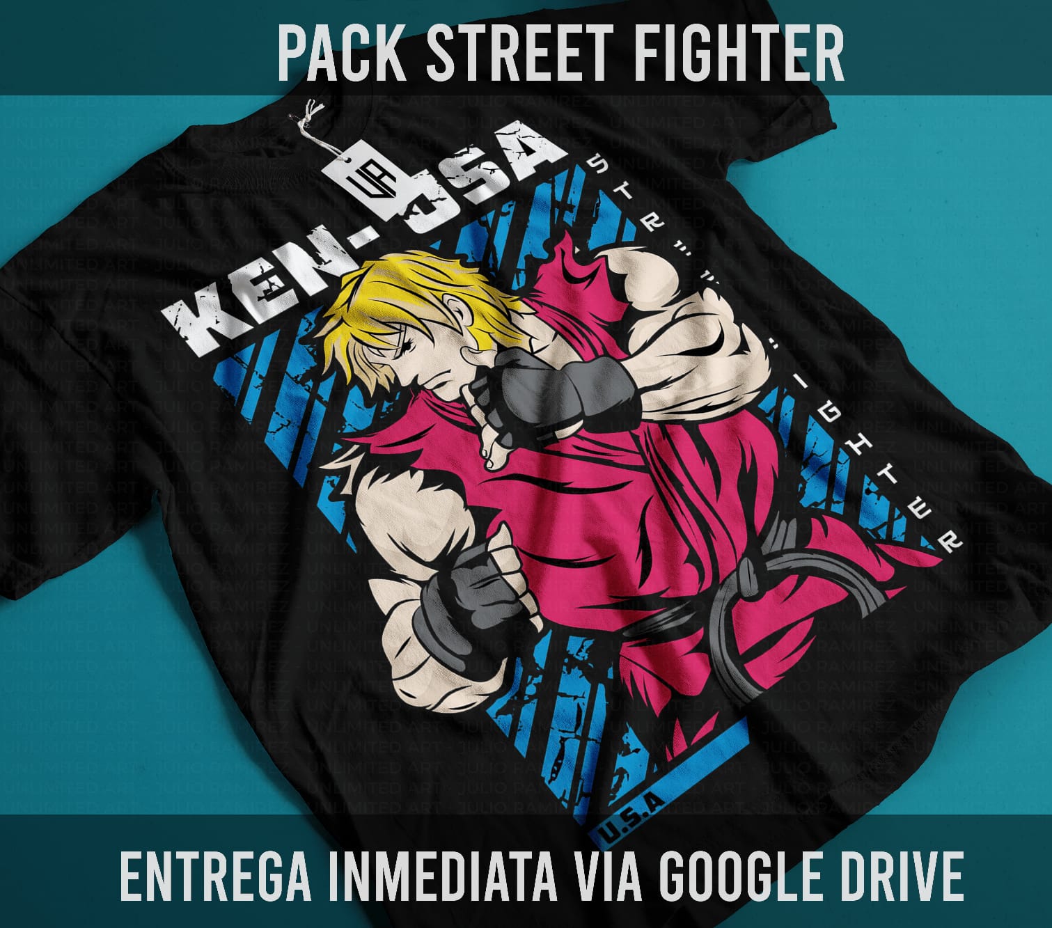 Ken Street Fighter graphic tee - black