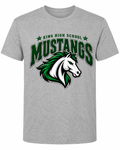 King High School Mustangs football graphic tee in heather grey