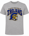 Moody High School Trojans football graphic tee in heather grey