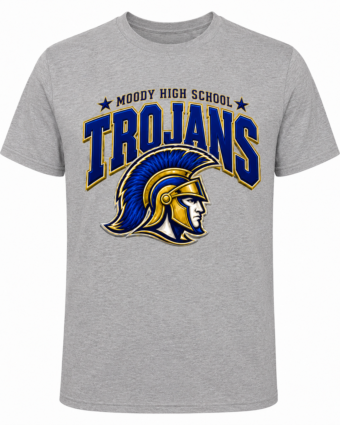 Moody High School Trojans football graphic tee in heather grey